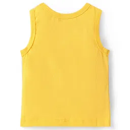 Babyhug 100% Cotton Single Jersey Knit Sleeveless Sandos With Stripes & Tiger Print Pack Of 3 - Yellow Blue & Red image 3