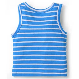 Babyhug 100% Cotton Single Jersey Knit Sleeveless Sandos With Stripes & Tiger Print Pack Of 3 - Yellow Blue & Red image 5