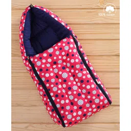 Babyhug 100% Cotton Sleeping Bag cum Carry Nest Polka Dots - Pink-picture-14
