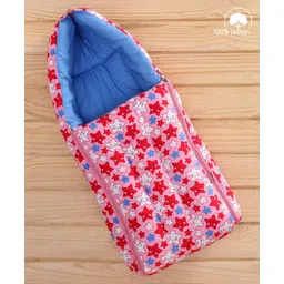 Babyhug 100% Cotton Sleeping Bag cum Carry Nest Stars Print - Pink image 1