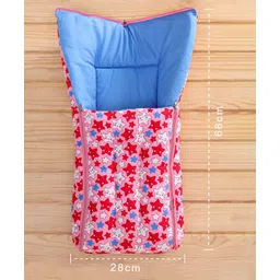 Babyhug 100% Cotton Sleeping Bag cum Carry Nest Stars Print - Pink image 2