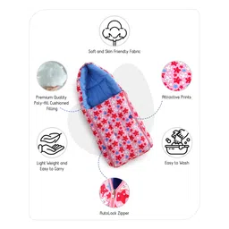 Babyhug 100% Cotton Sleeping Bag cum Carry Nest Stars Print - Pink image 5