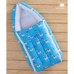 Babyhug 100% Cotton Sleeping Bag cum Carry Nest Zebra Print - Blue-picture-11