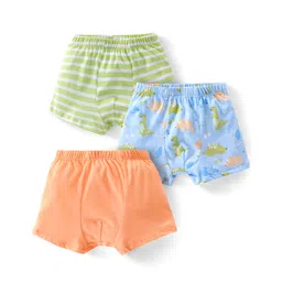 Babyhug 100% Cotton Trunk Striped & Dino Print Pack Of 3 - Green Blue & Orange-picture-26