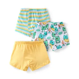 Babyhug 100% Cotton Trunk Striped & Frog Print Pack Of 3 - Yellow White & Green-picture-16