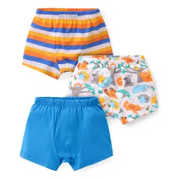 Babyhug 100% Cotton Trunk with Stripes & Animal Print Pack Of 3 - Multicolor-picture-17