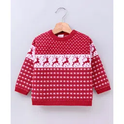 Babyhug 100% Organic Cotton Pullover Sweater - Red image 2