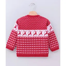 Babyhug 100% Organic Cotton Pullover Sweater - Red image 3