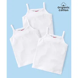 Babyhug 100%  Organic Cotton Sleeveless Slips Pack Of 3 - White-picture-35