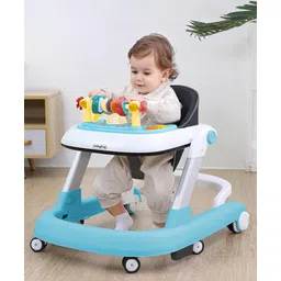 Babyhug 2 in 1 Baby Walker with Anti Fall Protection & Adjustable Height-Blue| Push Walker| Rear Wheels with Speed Control| Soft Padded Seat| Smooth Swivel Wheels| Musical Toy Tray with Engaging Toys-picture-34