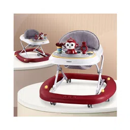 Babyhug 2 In 1 Multifunctional Baby Walker Cum Rocker With 3 Level Height Adjustment Musical Play Tray & Monkey Toy - Dark Red-picture-24