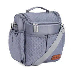 Babyhug 2-in-1 Quilted Sling cum Tote Diaper Bag for Travel - Spacious, Stylish, and Multifunctional| Adjustable Shoulder Strap| Insulated Bottle Pouches| Water Resistant| Carry Handle - Grey-picture-20