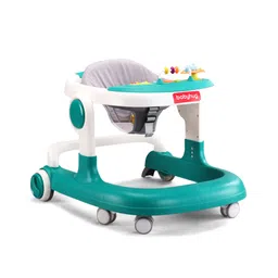 Babyhug 2 in 1 Walker with Height Adjustment & Detachable Toy Bar with Lights & Music|Activity Tray| Soft Cushion Seat|Speed Control| Push Walker| Wheel Lock|Anti-fall Protection - Teal Blue-picture-31
