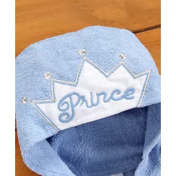 Babyhug 3/4th Sleeves Crown Bathrobe - Blue image 3