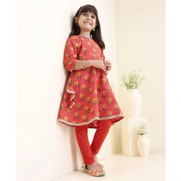 Babyhug 3/4th Sleeves Top and Pant Set Printed - Coral-picture-11