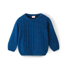 Babyhug Acrylic Knit Full Sleeves Sweater With Cable Knit Design - Blue-picture-24