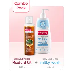 Babyhug Advanced Cold Pressed Extra Virgin Mustard oil 100 ml  & Babyhug Daily Head To Toe Milky Wash - 400 ml-picture-25