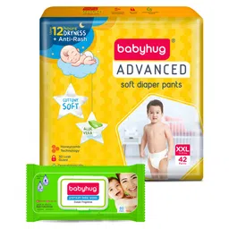 Babyhug Advanced Pant Style Diapers Extra Extra Large (XXL) Size - 42 Pieces & Babyhug Premium 98% Water Baby Wet Wipes With Lid - 80 Pieces-picture-22