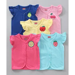 Babyhug Anti Bacterial Cap Sleeves Vests Pack of 5 - Multicolour-picture-11