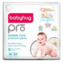 babyhug Baby Hug Pro 54 Pcs Bubble Care Premium Diapers Pant Packet, Size: Medium-picture-11