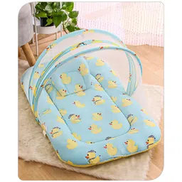 Babyhug Cotton Bedding Set with Mosquito Net Duck Print- Blue-picture-14