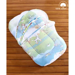 Babyhug Cotton Bedding Set with Mosquito Net Jungle Print - Blue-picture-15