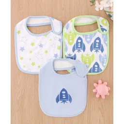 Babyhug Cotton Bibs Dinosaur Embroidery Set of 3 - Pink & White-picture-14