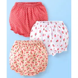 Babyhug Cotton Bloomers Polka Dots & Fruits Printed Pack of 3 - Multicolour-picture-14