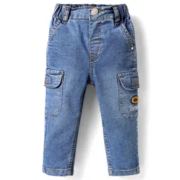 Babyhug Cotton Denim Full Length Washed Jeans with Stretch - Blue-picture-19