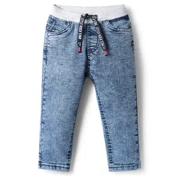 Babyhug Cotton Denim Full Length Washed Jeans With Stretch - Blue-picture-12
