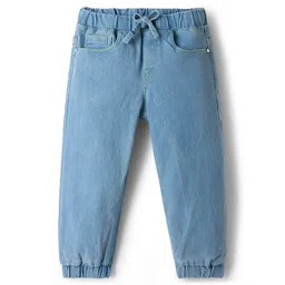 Babyhug Cotton Denim Full Length Washed Jeans With Stretch - Light Blue-picture-39