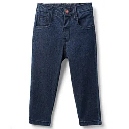 Babyhug Cotton Denim Full Length Washed Jeans With Stretch - Navy Blue-picture-39