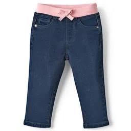 Babyhug Cotton Denim Full Length Washed Jeans With Stretch - Navy Blue-picture-33
