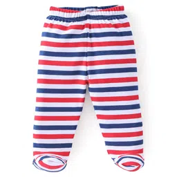 Babyhug Cotton Full Length Bootie Leggings Koala Bear Print Pack of 3 - Blue & Red image 2