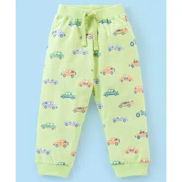 Babyhug Cotton Full Length Lounge Pant Car Print- Lime-picture-31
