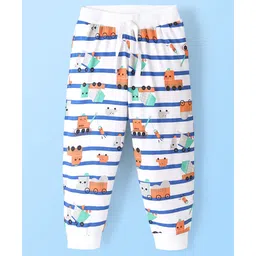 Babyhug Cotton Full Length Lounge Pant Construction Vehicles Printed - Light Grey-picture-27