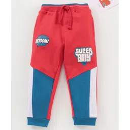 Babyhug Cotton Full Length Lounge Pant Text Print - Blue Red-picture-25