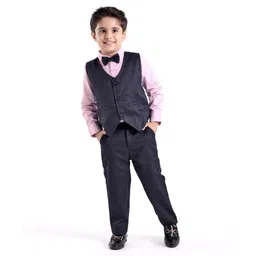 Babyhug Cotton Full Sleeves Party Wear Suit With Blazer Arrow Print - Navy Blue & Pink-picture-14
