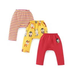Babyhug Cotton Interlock Knit Full Length Diaper Legging Stripes & Bunny Print Pack Of 3 - Multicolor-picture-13