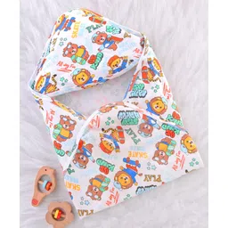 Babyhug Cotton Interlock Knit Hooded Wrapper with Animal Print L 76 x B 71.5 cm - White-picture-13