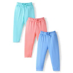Babyhug Cotton Jersey Knit Full Length Solid Lounge Pants Pack of 3 - Pink Light & Aqua Blue-picture-25