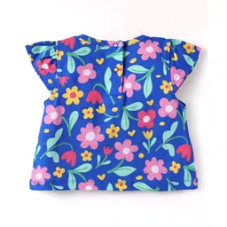 Babyhug Cotton Knit Cap Sleeves T-Shirts with Floral & Hearts Print Pack of 3 - Yellow Blue & Pink image 5