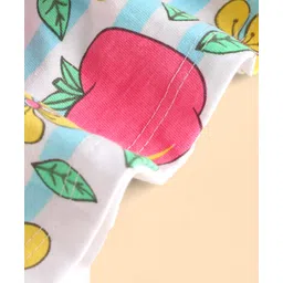 Babyhug Cotton Knit Frill Sleeves Frock With Floral & Apple Print - Pink image 4