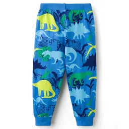 Babyhug Cotton Knit Full Length Joggers with Dino Print Pack of 5 - Blue Navy Blue & Green image 3