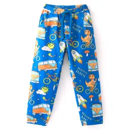 Babyhug Cotton  Knit Full Length Lounge Pant Animal & Vehicle Print - Blue-picture-28