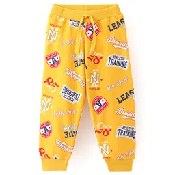 Babyhug Cotton Knit Full Length Lounge Pant Text Printed - Yellow-picture-31