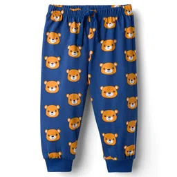 Babyhug Cotton Knit Full Length Lounge Pants with Animal Print - Blue-picture-16