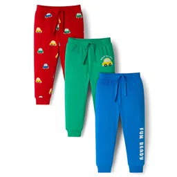 Babyhug Cotton Knit Full Length Lounge Pants with Car Print Pack of 3 - Red Blue & Green-picture-19