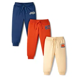 Babyhug Cotton Knit Full Length Lounge Pants with Sports Theme Print Pack of 3 - Multicolor-picture-19