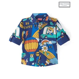 Babyhug Cotton Knit Full Sleeves Animals Printed Shirt - Royal Blue-picture-11